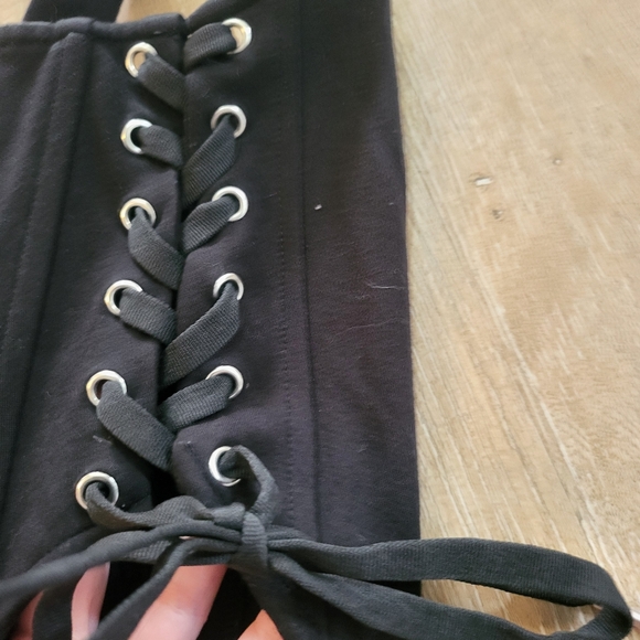 Bustier Sude Laced Up Crop Top Size Small - Picture 3 of 6